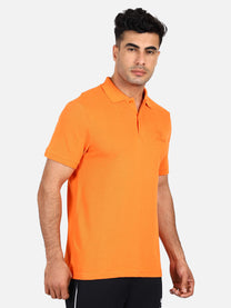 Hummel Lenard Men Cotton Orange Polo T-Shirt