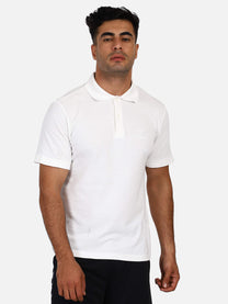 Hummel Lenard Men Cotton White Polo T-Shirt