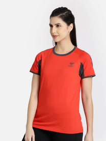 Action Cotton Red T-Shirt for Women