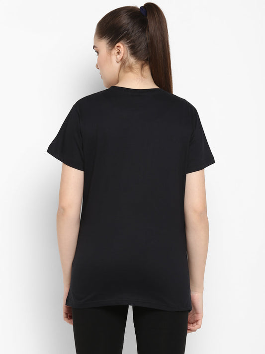 Go Cotton Logo Black T-Shirt for Women