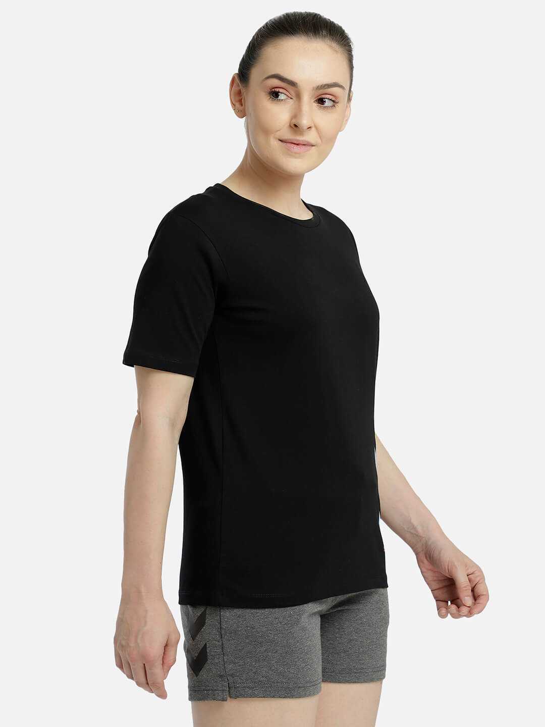 Tany Round Neck Black T-Shirt for Women