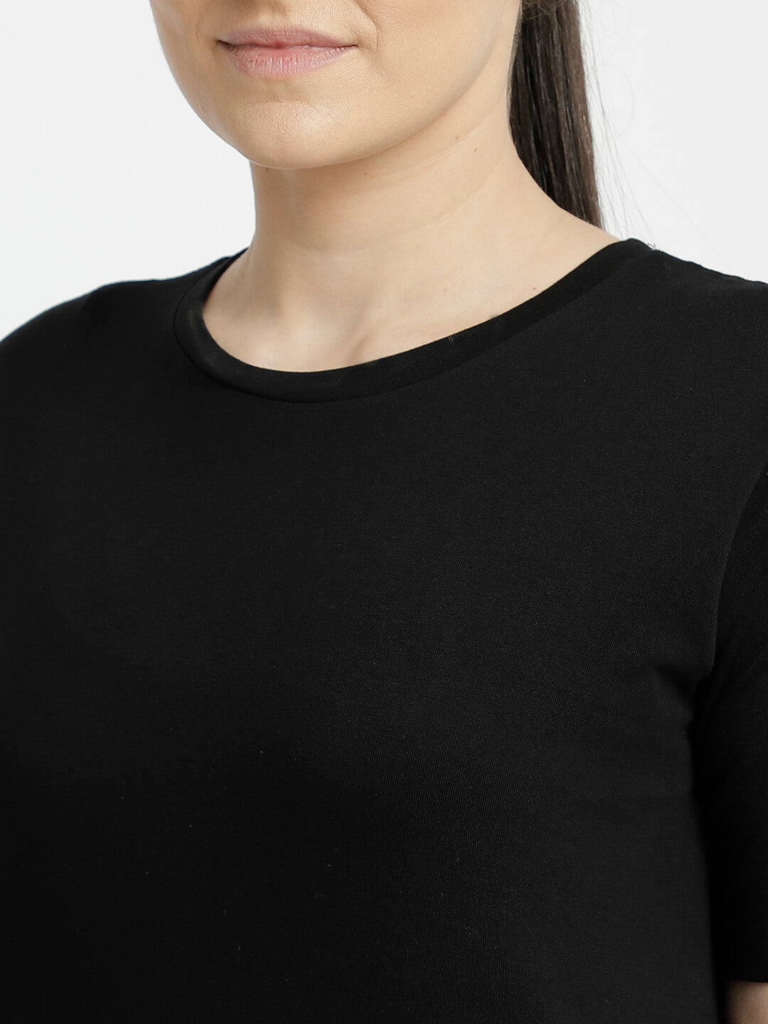 Tany Round Neck Black T-Shirt for Women