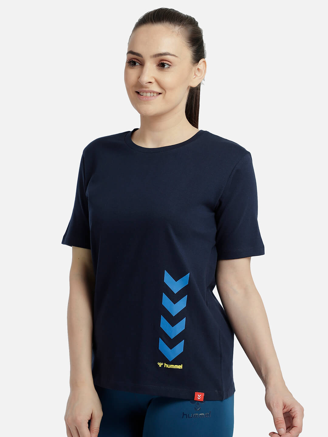 Tany Round Neck Blue T-Shirt for Women