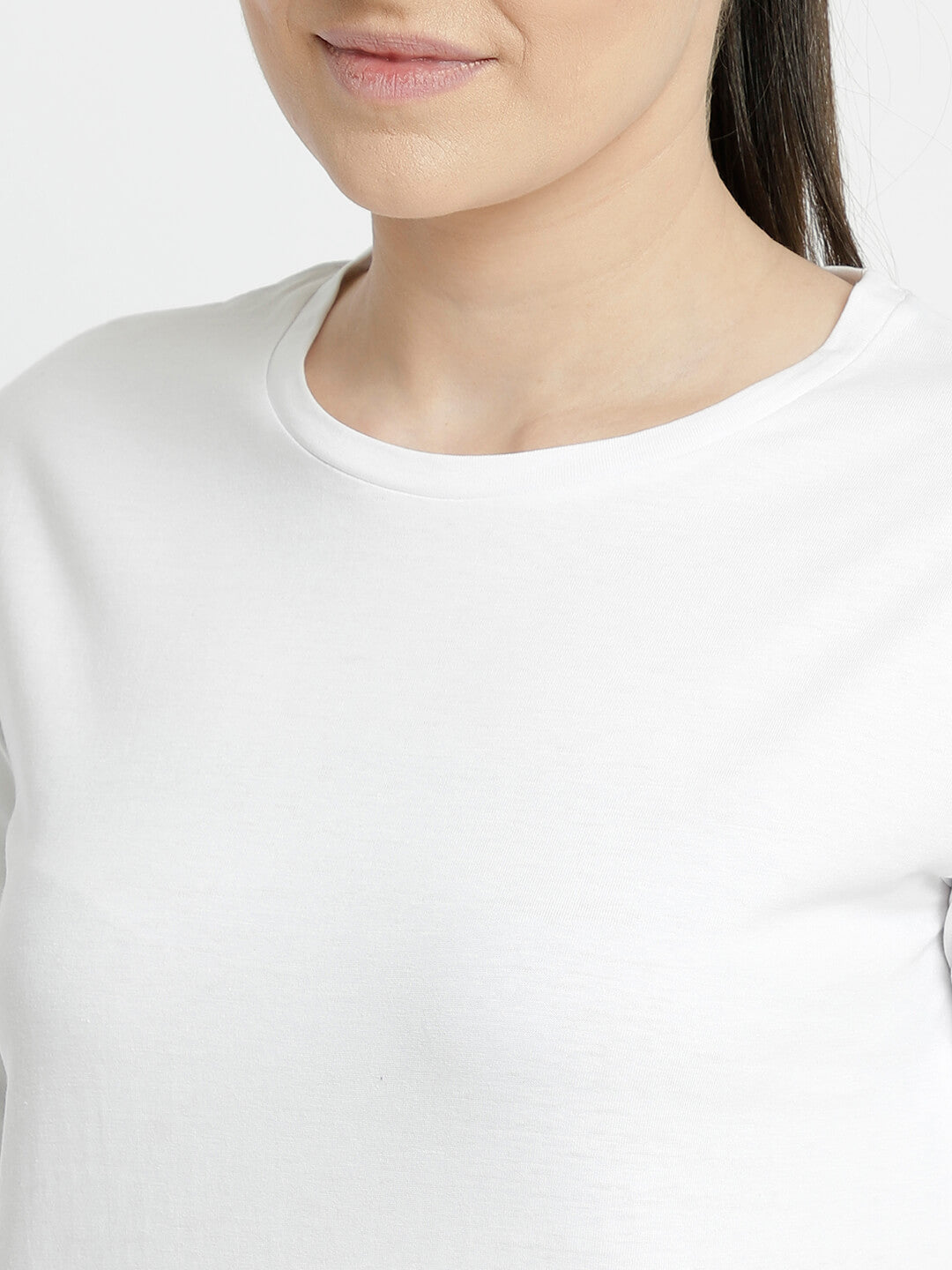 Tany Round Neck White T-Shirt for Women