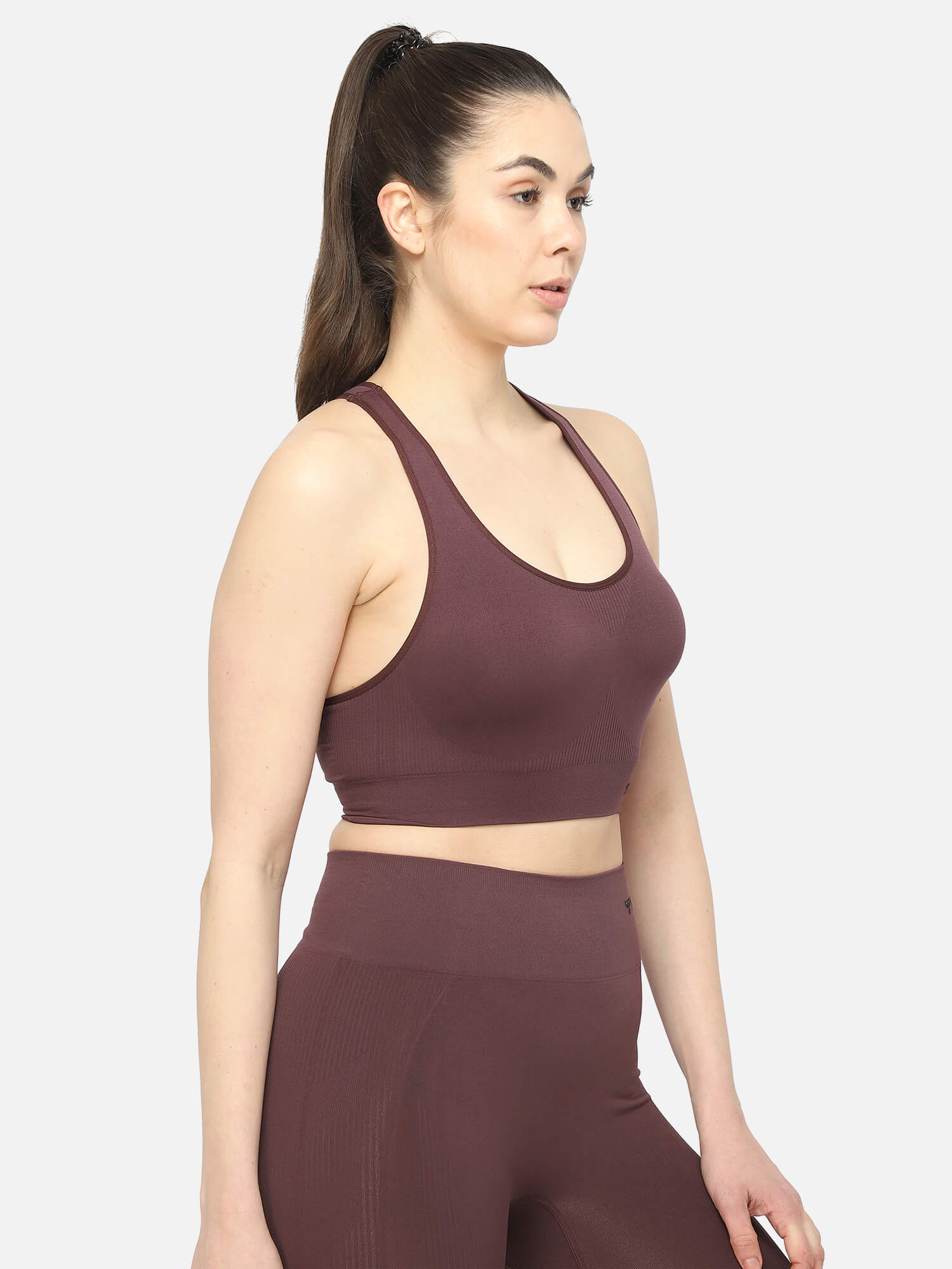 Tif Seamless Sports Brown T-Shirt for Women